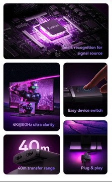 Двунаправленный переключатель Baseus 1x2 HDMI 4K 60 Гц, кабель HDMI длиной до 40 м