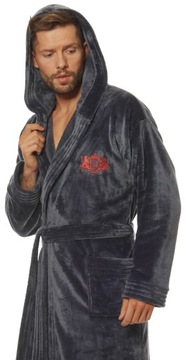 СПОРТИВНЫЙ УНИКАЛЬНЫЙ КРАСИВЫЙ МУЖСКОЙ ХАЛАТ С КАПЮШОНОМ L