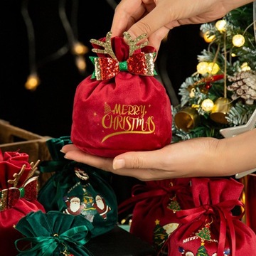 Рождественские мешочки для сладостей на шнурке