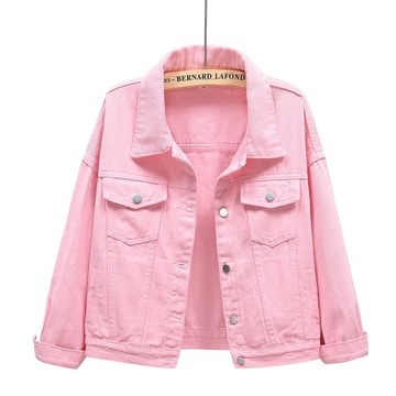 Pink Spring New Colorful Denim Coat Women's Short