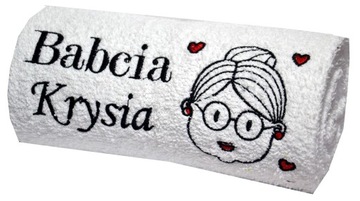 Ręcznik z HAFTEM PREZENT Święta Dzień Babci Mamy Taty Walentynki Ślub LOGO