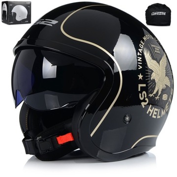 KASK MOTOCYKLOWY LS2 OF599 FLIER POŁYSK OTWARTY NA SKUTER CHOPPER + BLENDA