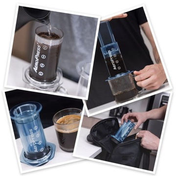 AEROPRESS CLEAR BLUE ZAPARZACZ i FILTRY - kolor niebieski ORYGINAŁ