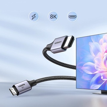 Кабель Ugreen HD163 15515 mini HDMI/HDMI 2.1 8K 2м - серый