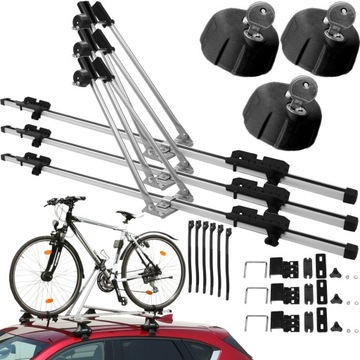 UCHWYT ROWEROWY NA DACH BAGAŻNIK NA ROWER ALUMINIUM ZAMYKANY x3