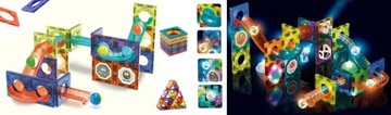 KLOCKI MAGNETYCZNE KONSTRUKCYJNE UKŁADANKA ŚWIECĄCY MAGNETIC BLOCK TOR 75el