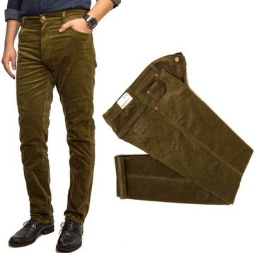 Wrangler Texas Slim Teak spodnie sztruksy W30 L32