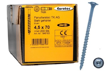 EUROTEC wkręty do drewna 4.5x70 talerzykowe TORX