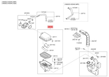 KIA CEED PRO 12-18 POUZDRO FILTRU VZDUCHU 28110A5000 ORIGINÁLNÍ