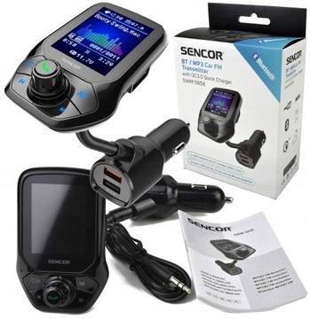 TRANSMITER BLUETOOTH AUDIO FM MP3 BT SZYBKA ŁADOWARKA USB QC 3.0 MIERNIK