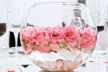 Стеклянная шаровая ваза, средняя 17см