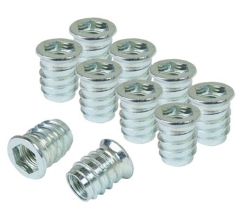 100x Mufa M10 x 20 mm dwugwintowa wkręcana wkręt do drewna wpustka