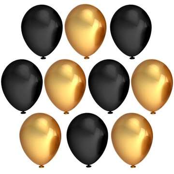 Balony Metaliczne Urodziny Ślub 30cm 10szt Cza/Zło