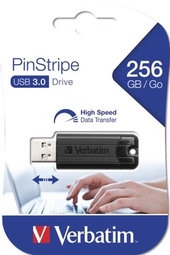 Выдвижной флэш-накопитель Verbatim PinStripe USB 3.0 емкостью 256 ГБ