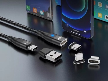 МАГНИТНЫЙ КАБЕЛЬ 2М БЫСТРАЯ ЗАРЯДКА 3А USB C PD