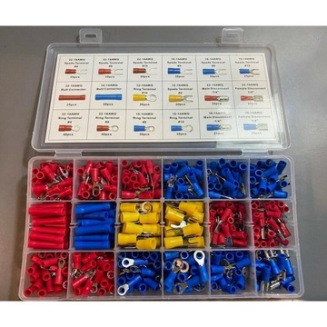 520 изолированных клемм для электрических проводов. Лопаточные разъемы.