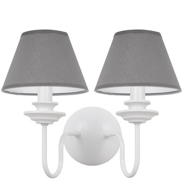 Podwójna lampa na ścianę do salonu KRISTAL biały kinkiet z abażurami