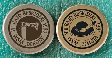 ODZNAKA VII i VIII RAJD BESKIDZKI 1980 , 1981 - WSM OCHOTA - KOMPLET 2 SZT.