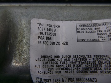 C4 PICASSO I 06- AIRBAG ULOŽENÍ KOLENO 96600568