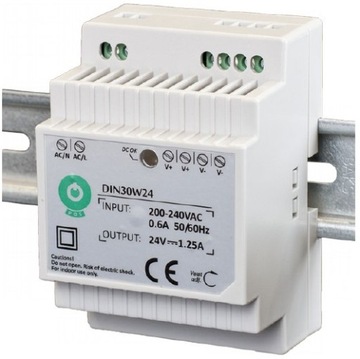 БЛОК ПИТАНИЯ СВЕТОДИОДНОГО ИНТЕРКОМА НА DIN-РЕЙКУ 24В/1,25А пластик DIN30W24