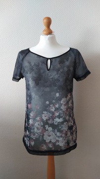 Bluzka Orsay z szyfonu w kwiaty, delikatna bluzeczk na lato, r. 36