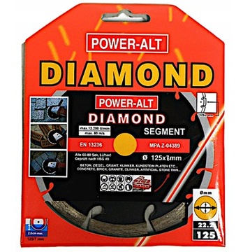 TARCZA DIAMENTOWA 125MM SEGMENT ŚCIERNIA BETON