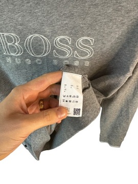 Bluza lekka Hugo Boss szara z dużym logiem S