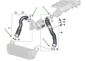 TĚSNĚNÍ PŘÍVODŮ INTERCOOLER BMW X5 E70 XDRIVE 30D 235KM M57D30 (306D3)