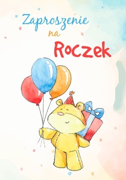 ZAPROSZENIE NA ROCZEK 1 Urodzinki Balonowy Misiek