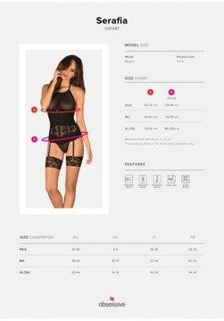 Корсет и стринги Obsessive Serafia черный XL/2XL