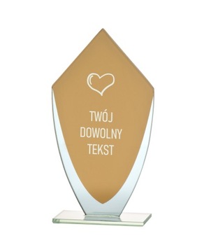 ZŁOTA STATUETKA SZKLANA 20,5 CM + grawer gratis