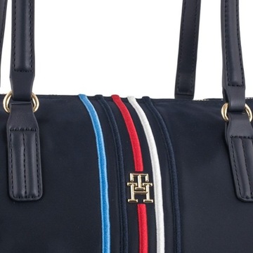 Duża Damska Torebka Tommy Hilfiger Poppy Tote Corp Granatowa