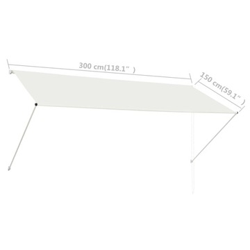vidaXL Выдвижная маркиза 300 x 150 см Кремовый