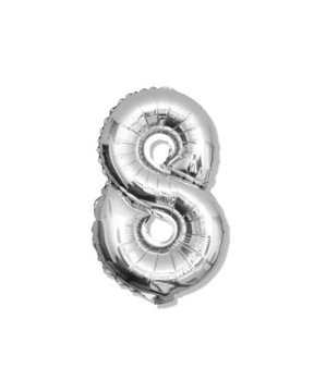 BALON FOLIOWY CYFRA 8 SREBRNY NA HEL DUŻY 40CM