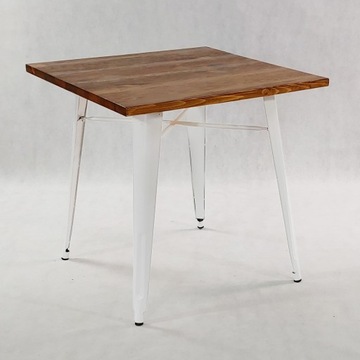 Стол Tolix Paris белый 80x80 деревянная столешница для бистро