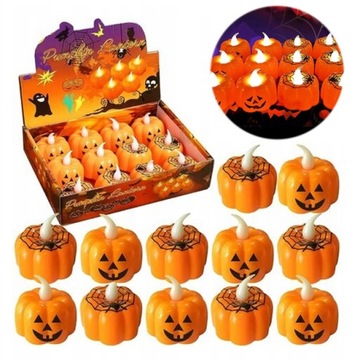 12SZT DYNIE ŚWIECA LED WKŁAD BATERIE OZDOBNA ZESTAW NA MOTYWEM HALLOWEEN