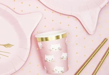 Розовые тарелки яркие кот кот день рождения 22 см