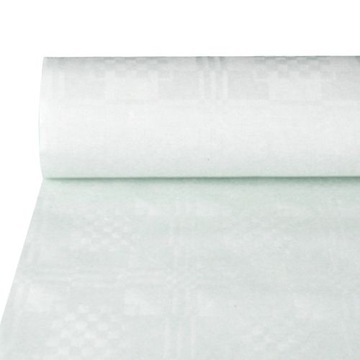Скатерть бумажная белая в рулоне, 50 метров, дамаск для стола ПРЕМИУМ с тиснением