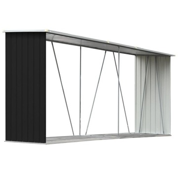 WIATA NA DREWNO OPAŁOWE Szopa stal antracyt 330x84x152 cm