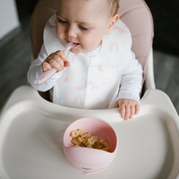 MISECZKA Z PRZYSSAWKĄ DLA NIEMOWLĄT BABYONO MISKA SILIKONOWA DLA DZIECI RÓŻ