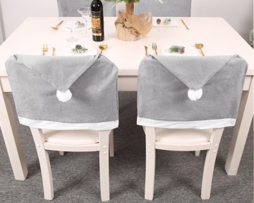 РОЖДЕСТВЕНСКИЙ ПОКРЫТИЕ НА СТУЛ, ШАПКА САНТЫ, СЕРЫЙ