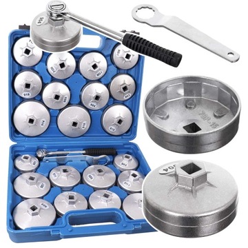 Klucze Nasadowe NASADKI do odkręcania FILTRÓW oleju ZESTAW 23 elementy