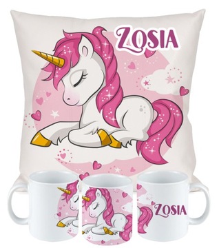 ZESTAW PODUSZKA KUBEK JEDNOROŻEC UNICORN Imię