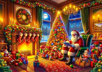 ŚWIĄTECZNE PUZZLE DREWNIANE 1000 ELEMENTÓW DOMEK ŚWIĘTEGO MIKOŁAJA PREZENT