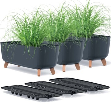 3x DONICZKA NA TARAS DONICE NA NÓŻKACH KORYTKA NA KWIATY DONICZKA 58 CM