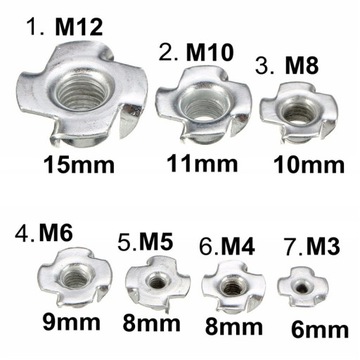 10 sztuk M3/M4/M5/M6/M8/M10/M12 ocynkowana cztery
