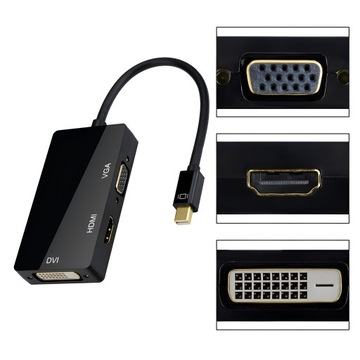 АДАПТЕР 3-в-1 с MINI DisplayPort на HDMI 4K VGA DVI