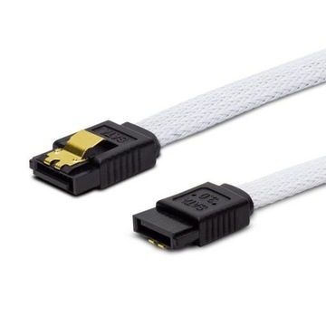 Kabel SATA III SAVIO GAK-05 0,5m, oplot biały, pro