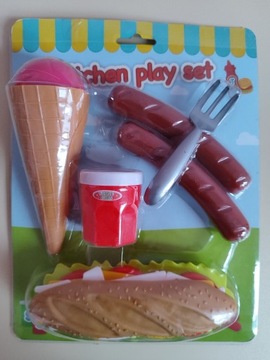 Zestaw zabawek Fast Food Kitchen Play jedzenie kiełbaski sos kanapka lód