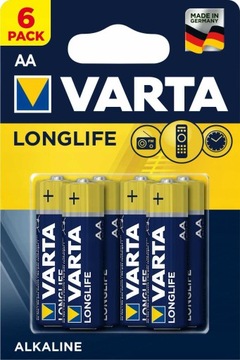 Baterie alkaliczne VARTA Longlife LR6/ AA, 6 sztuk
